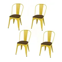 urban living lot de 4 chaises vintage liv h84 cm - jaune  jaune