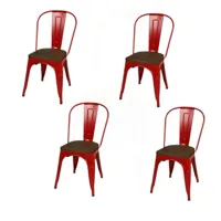 urban living lot de 4 chaises vintage liv h84 cm - rouge  rouge