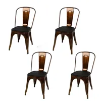 urban living lot de 4 chaises vintage liv h84 cm - doré et noir  doré