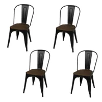 urban living lot de 4 chaises vintage liv h84 cm - noir  noir