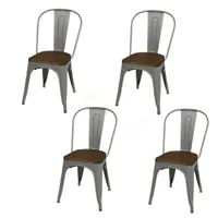 urban living lot de 4 chaises vintage liv h84 cm - gris mat  gris