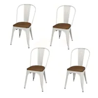 urban living lot de 4 chaises vintage liv h84 cm - blanc  blanc
