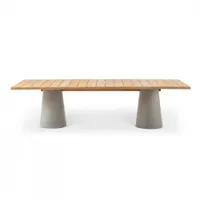 table et table basse extérieur - dine out l 280 base ciment naturel, plateau teck