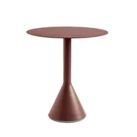 table et table basse extérieur - palissade cone ø 70 x h 74 cm rouge fer