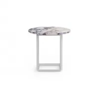 table d'appoint guéridon - florence ø 50 ø 50 x h 47 cm marbre white viola/ piètement blanc