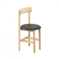 chaise - petit 4 cuir noir l 38,5 x p 37,5 x h 77,5 cm, assise h 45 cm chêne blanc huilé