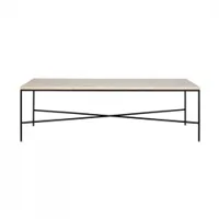 table basse - planner 130x70 crème marbre, acier finition époxy l 130 x p 70 x h 40 cm