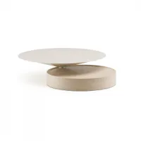 table basse - laurel beige l 90,5 x p 74 x h 20 cm pierre ataija crème, hdf laqué brillant