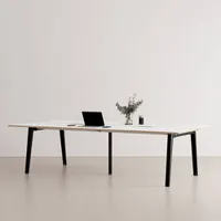 bureau - bench new modern 4 places stratifié blanc noir graphite l 280 x p 140 x h 75 cm