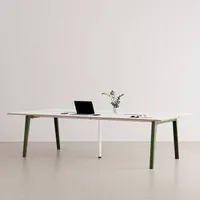 bureau - bench new modern 4 places stratifié blanc vert romarin l 280 x p 140 x h 75 cm