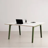 bureau - bench new modern 2 places stratifié blanc vert romarin l 150 x p 140 x h 75 cm