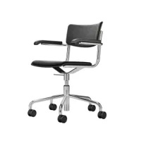 fauteuil de bureau - s 43 atelier pvfdr hêtre teinté noir/ tissu step 60999/ chrome