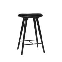 tabouret haut - high stool hêtre noir/ cuir noir l 44 x p 36 x h 69 cm