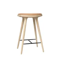 tabouret haut - high stool chêne savonné/ cuir naturel l 44 x p 36 x h 69 cm