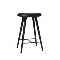 tabouret haut - high stool chêne teinté noir/ cuir noir l 44 x p 36 x h 69 cm