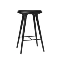 tabouret haut - high stool hêtre noir/ cuir noir l 44 x p 36 x h 74 cm