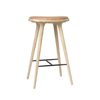 tabouret haut - high stool chêne savonné/ cuir naturel l 44 x p 36 x h 74 cm