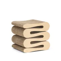 tabouret - wiggle stool carton ondulé, chants en panneaux de fibre dure l 40cm x p 43cm x h 40,6cm
