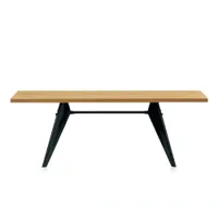 table - em table l 260 x p 90 x h 74 cm piètement noir plateau chêne massif huilé, piètement acier