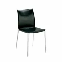 chaise - lia cuir scozia, alliage d'aluminium poli, rembourrage polyuréthane noir l 49cm x p 53cm x h 84cm,  assise 45,5cm