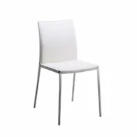 chaise - lia blanc cuir nappa, alliage d'aluminium poli, rembourrage polyuréthane l 49cm x p 53cm x h 84cm,  assise 45,5cm