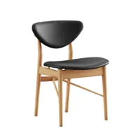 chaise - 108 cuir cuir vegetal noir chêne huilé foncé