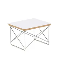 table d'appoint guéridon - ltr blanc l 39,2cm x p 33,5cm x h 25cm plateau bois stratifié, piètement fil d'acier chromé