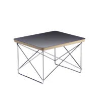table d'appoint guéridon - ltr l 39,2cm x p 33,5cm x h 25cm noir plateau bois stratifié, piètement fil d'acier chromé