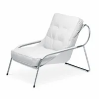 fauteuil - maggiolina blanc acier inoxydable, cuir nappa l 71cm x p 102cm x h 83cm,  assise h 40cm