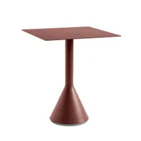 table et table basse extérieur - palissade cone 65x65 rouge fer