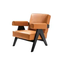 fauteuil - capitol complex cuir naturale / chêne teinté noir