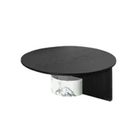 table basse - sengu low ø 90 chêne teinté noir / marbre de carrare