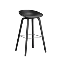 tabouret haut - about a stool aas 32 h75 noir l 50 x p 46 x h 85 cm,  assise h 75 cm chêne noir vernis à base d'eau