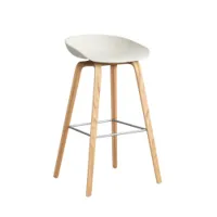 tabouret haut - about a stool aas 32 h75 l 50 x p 46 x h 85 cm,  assise h 75 cm chêne vernis à base d'eau melange cream
