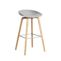 tabouret haut - about a stool aas 32 h75 l 50 x p 46 x h 85 cm,  assise h 75 cm chêne vernis à base d'eau concrete grey