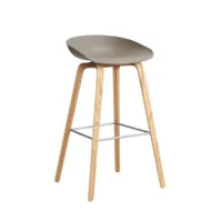 tabouret haut - about a stool aas 32 h75 l 50 x p 46 x h 85 cm,  assise h 75 cm chêne vernis à base d'eau khaki