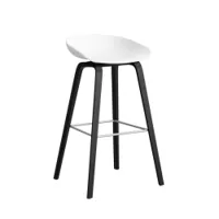 tabouret haut - about a stool aas 32 h75 blanc l 50 x p 46 x h 85 cm,  assise h 75 cm chêne noir vernis à base d'eau