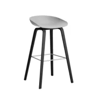 tabouret haut - about a stool aas 32 h75 l 50 x p 46 x h 85 cm,  assise h 75 cm chêne noir vernis à base d'eau concrete grey