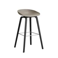 tabouret haut - about a stool aas 32 h75 l 50 x p 46 x h 85 cm,  assise h 75 cm chêne noir vernis à base d'eau khaki