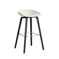 tabouret haut - about a stool aas 32 h75 l 50 x p 46 x h 85 cm,  assise h 75 cm chêne noir vernis à base d'eau melange cream