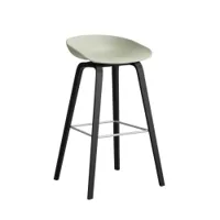 tabouret haut - about a stool aas 32 h75 l 50 x p 46 x h 85 cm,  assise h 75 cm chêne noir vernis à base d'eau pastel green