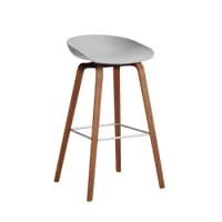 tabouret haut - about a stool aas 32 h75 l 50 x p 46 x h 85 cm,  assise h 75 cm noyer vernis à base d'eau concrete grey