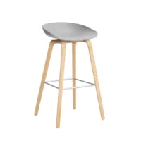 tabouret haut - about a stool aas 32 h75 l 50 x p 46 x h 85 cm,  assise h 75 cm concrete grey chêne savonné