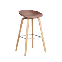 tabouret haut - about a stool aas 32 h75 l 50 x p 46 x h 85 cm,  assise h 75 cm chêne vernis à base d'eau soft brick