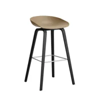 tabouret haut - about a stool aas 32 h75 l 50 x p 46 x h 85 cm,  assise h 75 cm chêne noir vernis à base d'eau clay