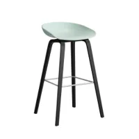tabouret haut - about a stool aas 32 h75 l 50 x p 46 x h 85 cm,  assise h 75 cm chêne noir vernis à base d'eau dusty mint
