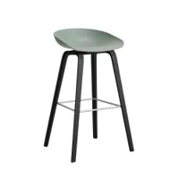 tabouret haut - about a stool aas 32 h75 l 50 x p 46 x h 85 cm,  assise h 75 cm chêne noir vernis à base d'eau fall green