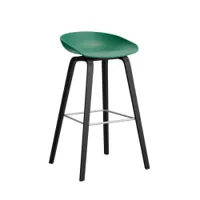 tabouret haut - about a stool aas 32 h75 l 50 x p 46 x h 85 cm,  assise h 75 cm chêne noir vernis à base d'eau teal green