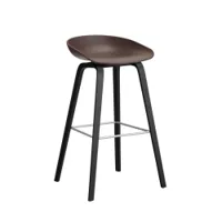 tabouret haut - about a stool aas 32 h75 l 50 x p 46 x h 85 cm,  assise h 75 cm chêne noir vernis à base d'eau raisin