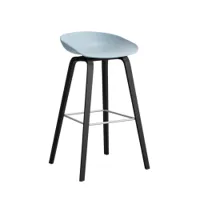 tabouret haut - about a stool aas 32 h75 l 50 x p 46 x h 85 cm,  assise h 75 cm chêne noir vernis à base d'eau slate blue